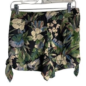 Kimchi Blue Tropical Floral Woven‎ Side Tie Shorts Size Medium